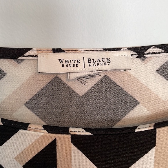 White House Black Market Geometric Print 3/4 Sleeve Dress Size M - Picture 3 of 5